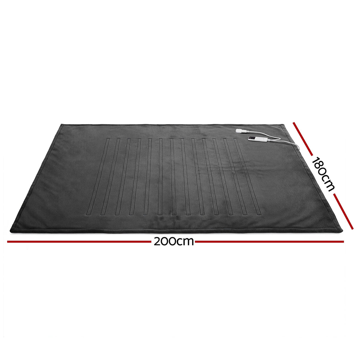 Giselle Electric Throw Rug Double Size 200x180cm Coral Fleece Heated Blanket Grey - OZ Home Deals