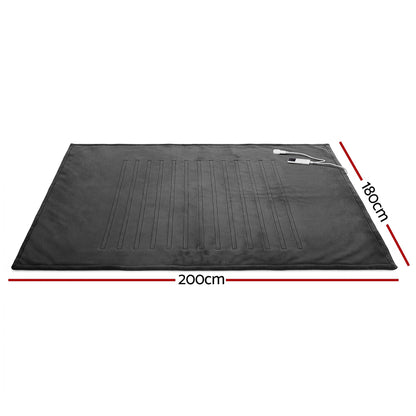 Giselle Electric Throw Rug Double Size 200x180cm Coral Fleece Heated Blanket Grey - OZ Home Deals