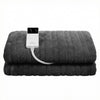 Giselle Electric Throw Rug Double Size 200x180cm Coral Fleece Heated Blanket Grey - OZ Home Deals