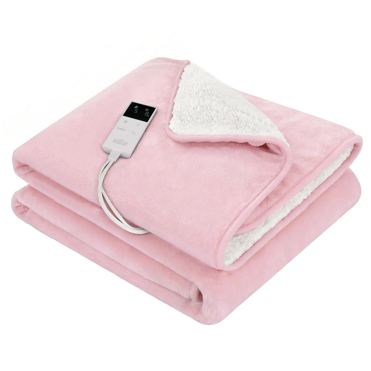 Giselle Electric Throw Rug Double Size 200x180cm Fleece Flannel Heated Blanket Pink - OZ Home Deals