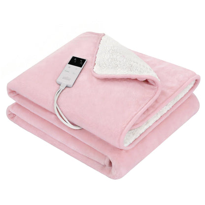 Giselle Electric Throw Rug Double Size 200x180cm Fleece Flannel Heated Blanket Pink - OZ Home Deals