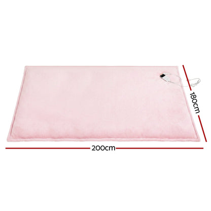 Giselle Electric Throw Rug Double Size 200x180cm Fleece Flannel Heated Blanket Pink - OZ Home Deals