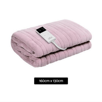 Giselle Electric Throw Rug Heated Blanket Fleece Pink - OZ Home Deals