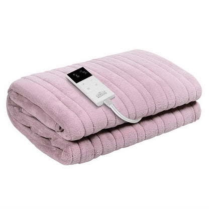 Giselle Electric Throw Rug Heated Blanket Fleece Pink - OZ Home Deals