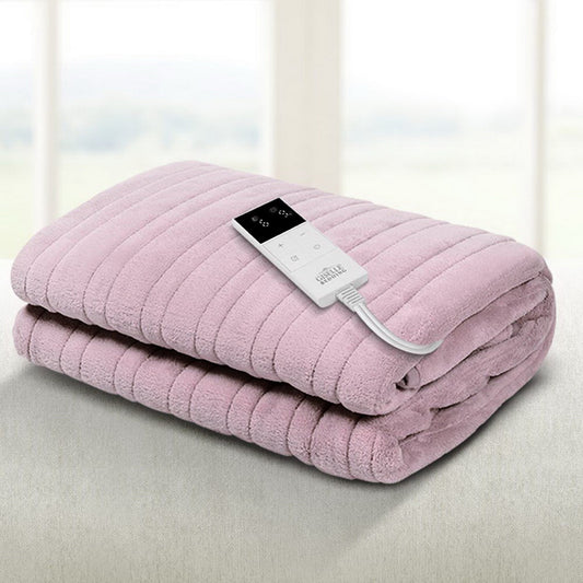 Giselle Electric Throw Rug Heated Blanket Fleece Pink - OZ Home Deals