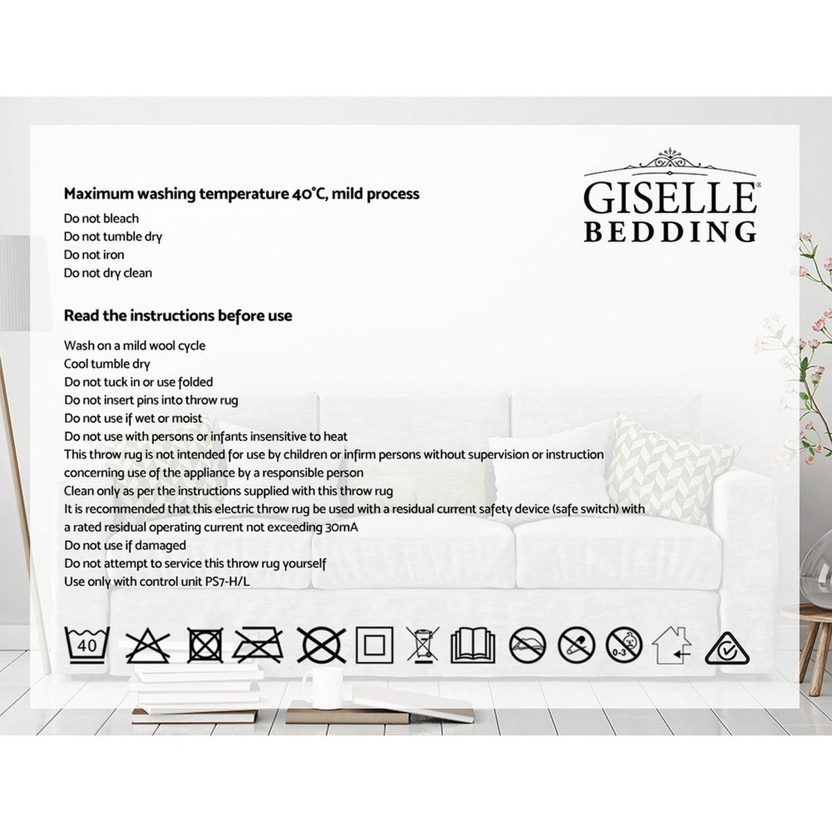 Giselle Electric Throw Rug Heated Blanket Fleece Pink - OZ Home Deals