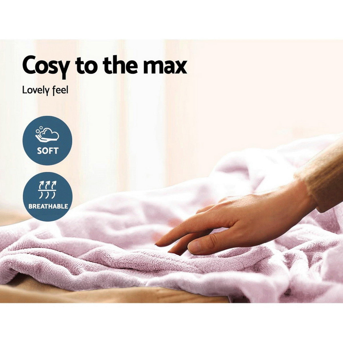 Giselle Electric Throw Rug Heated Blanket Fleece Pink - OZ Home Deals
