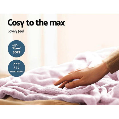 Giselle Electric Throw Rug Heated Blanket Fleece Pink - OZ Home Deals