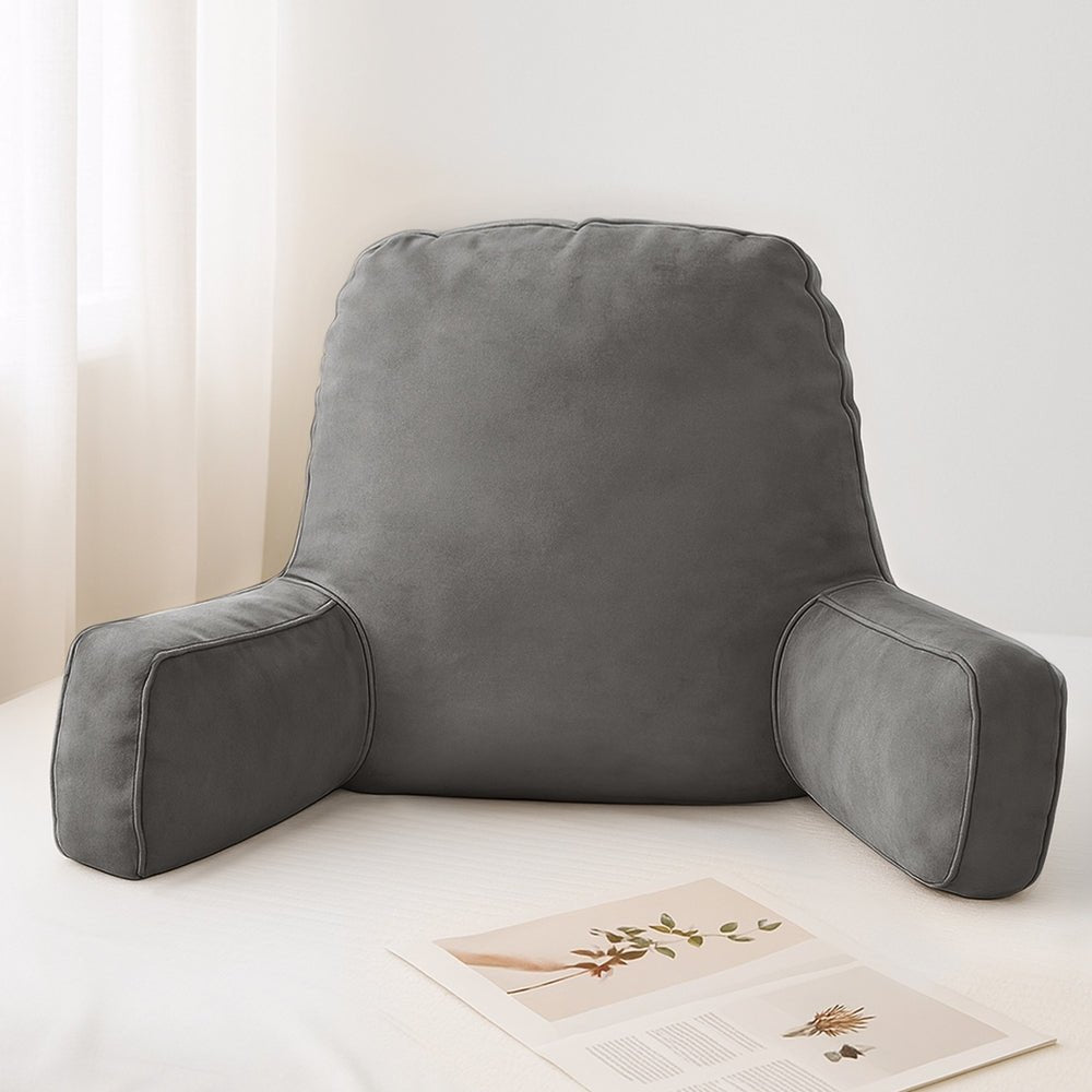 Giselle Reading Pillow Back Rest Lumbar Support Cushion Grey - OZ Home Deals