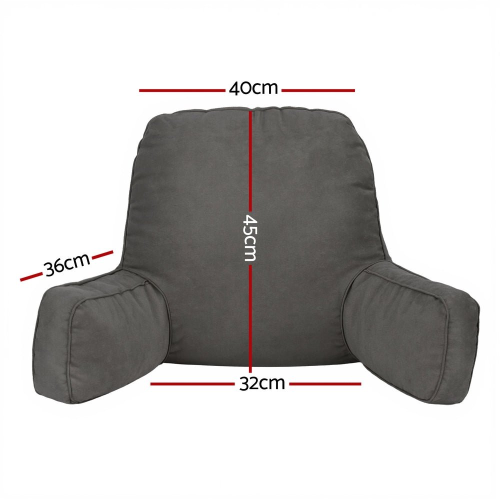 Giselle Reading Pillow Back Rest Lumbar Support Cushion Grey - OZ Home Deals