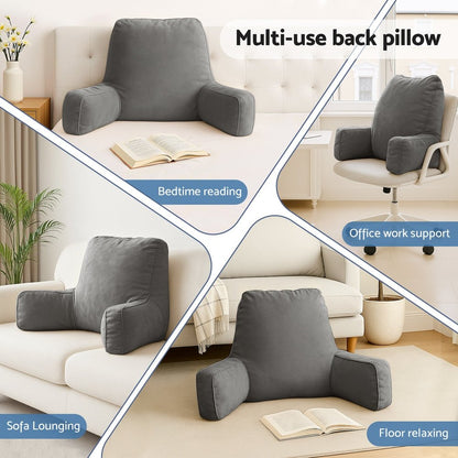 Giselle Reading Pillow Back Rest Lumbar Support Cushion Grey - OZ Home Deals