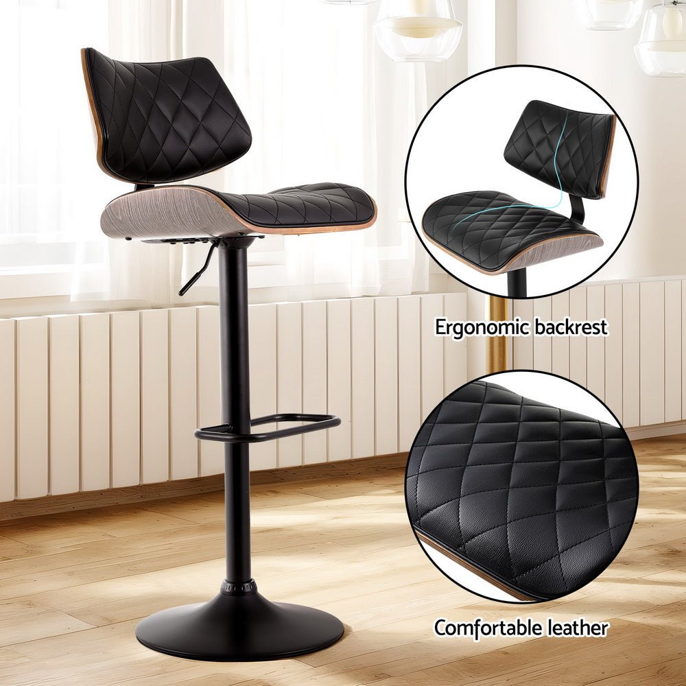 Grampians PU Leather Bar Stools – Black, 2 Pack - OZ Home Deals
