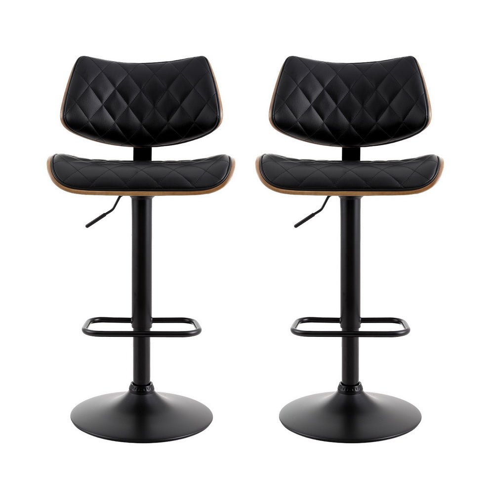 Grampians PU Leather Bar Stools – Black, 2 Pack - OZ Home Deals