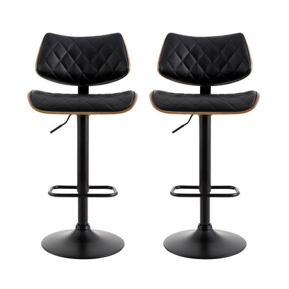 Grampians PU Leather Bar Stools – Black, 2 Pack - OZ Home Deals
