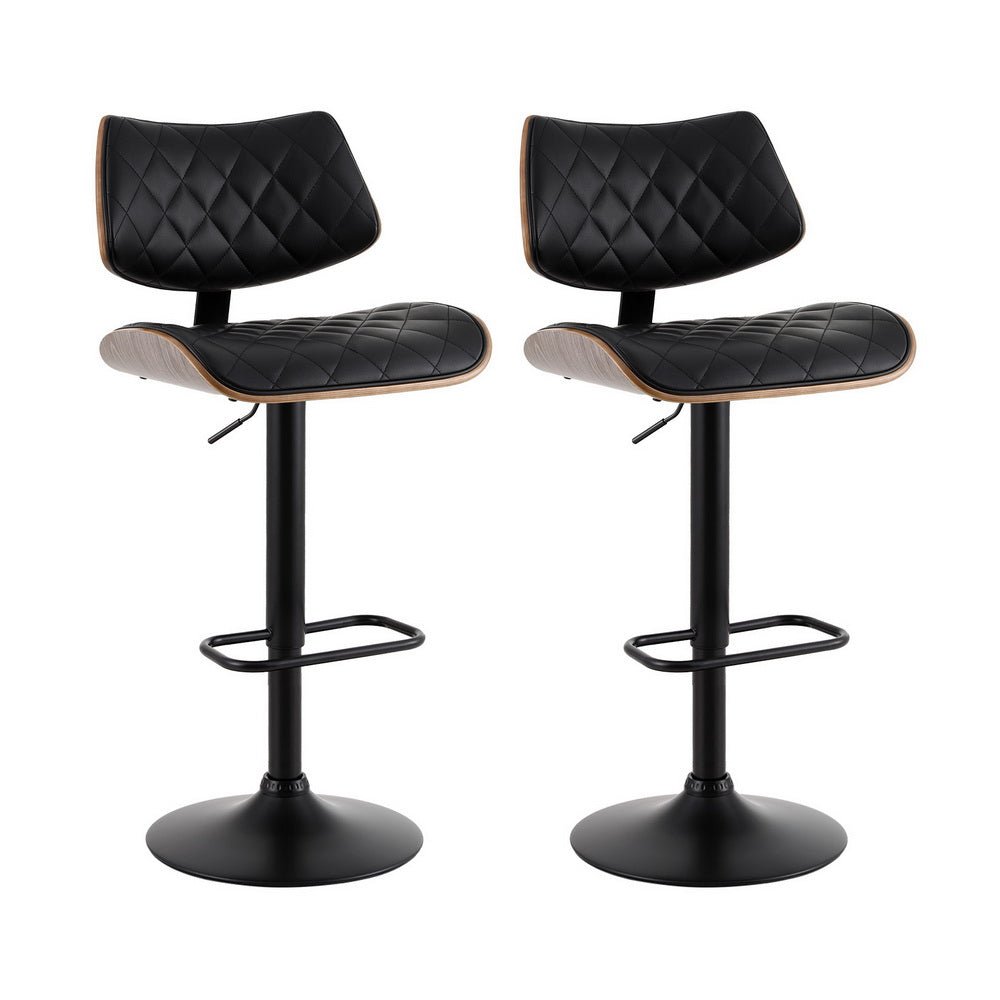 Grampians PU Leather Bar Stools – Black, 2 Pack - OZ Home Deals