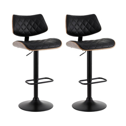 Grampians PU Leather Bar Stools – Black, 2 Pack - OZ Home Deals