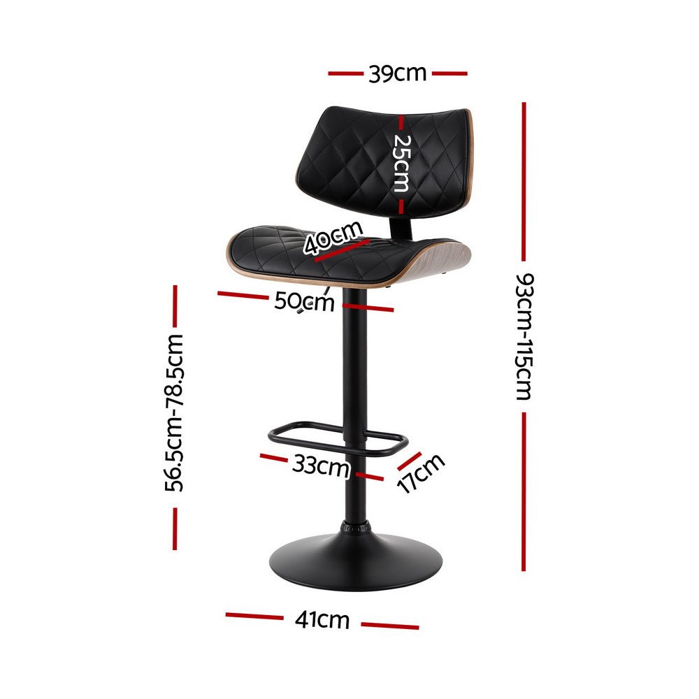 Grampians PU Leather Bar Stools – Black, 2 Pack - OZ Home Deals