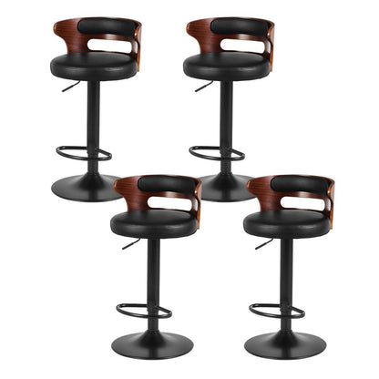 Grandeur PU Leather Swivel Bar Stools – Set of 4 (Black) - OZ Home Deals