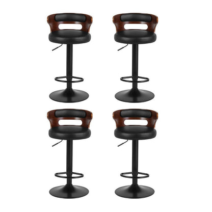 Grandeur PU Leather Swivel Bar Stools – Set of 4 (Black) - OZ Home Deals