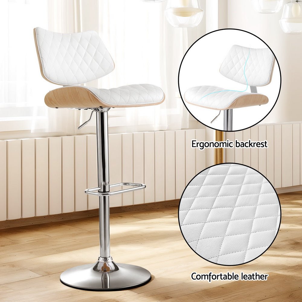 Great Ocean PU Leather Bar Stools – White, 2 Pack - OZ Home Deals