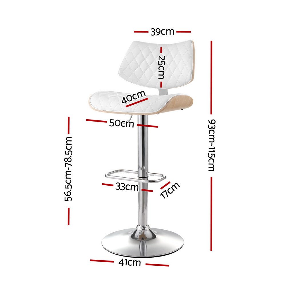 Great Ocean PU Leather Bar Stools – White, 2 Pack - OZ Home Deals