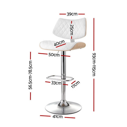 Great Ocean PU Leather Bar Stools – White, 2 Pack - OZ Home Deals