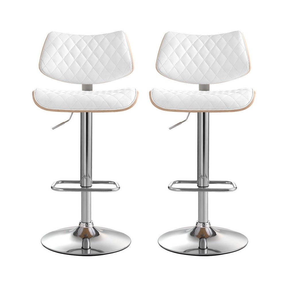 Great Ocean PU Leather Bar Stools – White, 2 Pack - OZ Home Deals