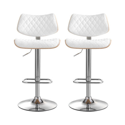 Great Ocean PU Leather Bar Stools – White, 2 Pack - OZ Home Deals