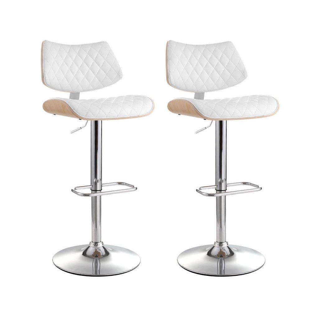 Great Ocean PU Leather Bar Stools – White, 2 Pack - OZ Home Deals