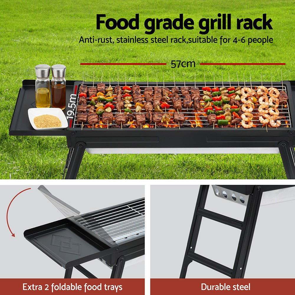 Grillz Charcoal BBQ Grill Smoker Portable Barbecue Outdoor Foldable Camping - OZ Home Deals