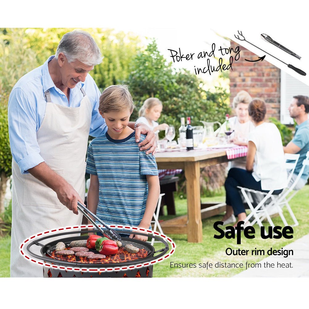 Grillz Fire Pit BBQ Grill 82cm - OZ Home Deals