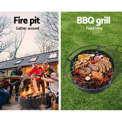 Grillz Fire Pit BBQ Grill 82cm - OZ Home Deals