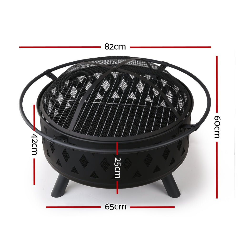 Grillz Fire Pit BBQ Grill 82cm - OZ Home Deals