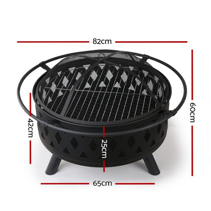 Grillz Fire Pit BBQ Grill 82cm - OZ Home Deals