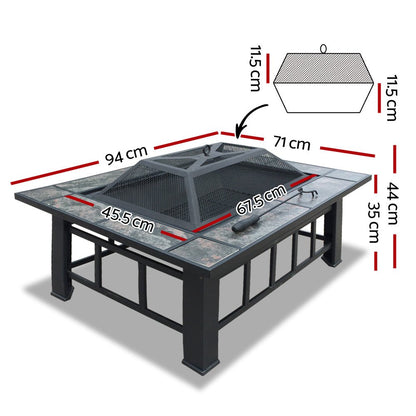 Grillz Fire Pit BBQ Grill Ice Bucket 3 - In - 1 Table - OZ Home Deals