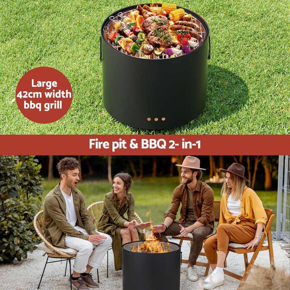 Grillz Fire Pit BBQ Portable Deep Bowl Outdoor Fireplace - OZ Home Deals