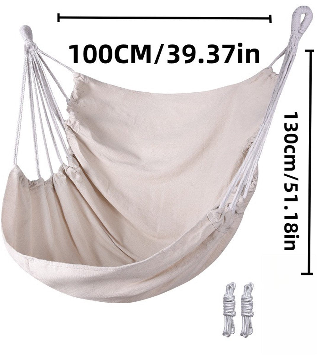Hanging Chair - Portable Hammock - Comfortable Patio Chair - Suitable for Indoor and Outdoor Use - Maximum Load Capacity 100kg（White, without cushion） - OZ Home Deals
