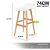 Harbour 2-Piece Wooden Bar Stools – White PU Leather, 74cm - OZ Home Deals
