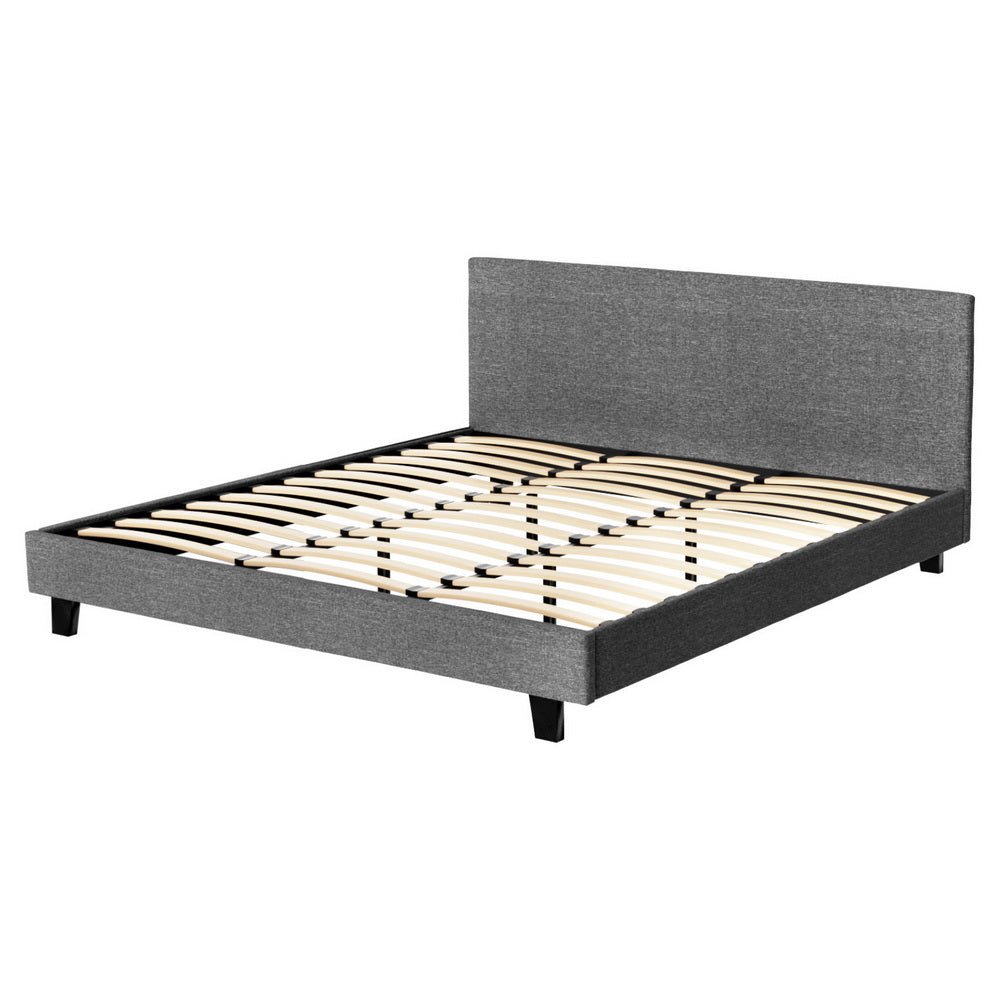 HarbourView King Upholstered Bed Frame – Grey Linen - OZ Home Deals