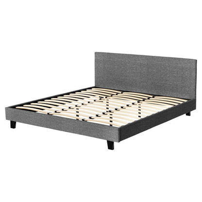 HarbourView King Upholstered Bed Frame – Grey Linen - OZ Home Deals