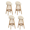 Hempora PU Leather Bentwood Bar Stools – Set of 4 (Beige) - OZ Home Deals