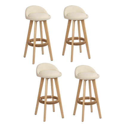 Hempora PU Leather Bentwood Bar Stools – Set of 4 (Beige) - OZ Home Deals