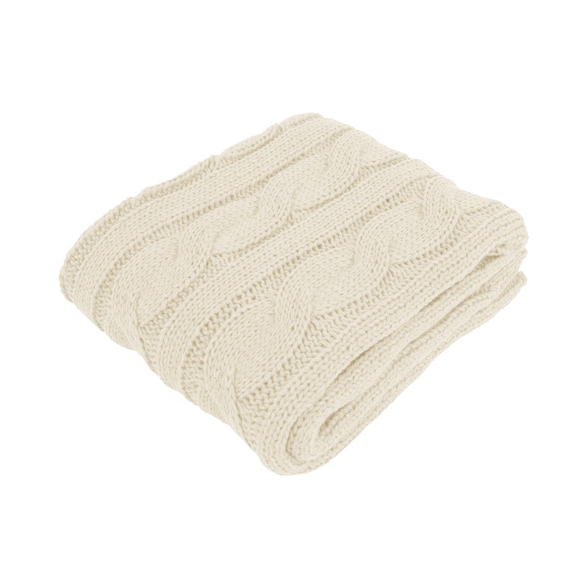 Hudson Cream Knitted Throw Rug - OZ Home Deals