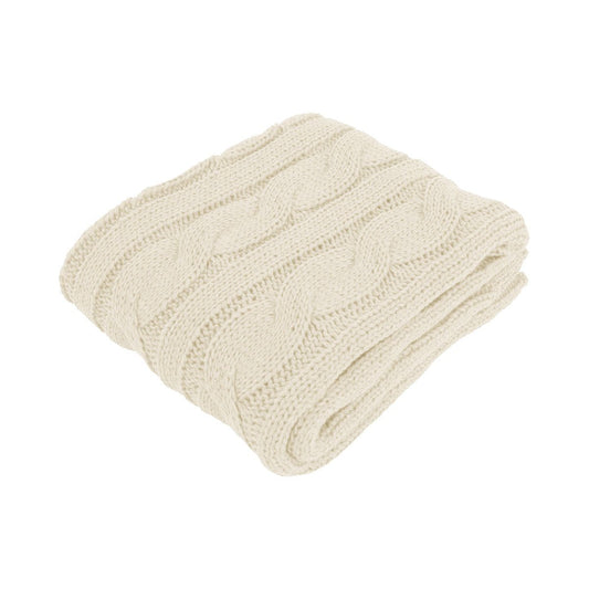 Hudson Cream Knitted Throw Rug - OZ Home Deals
