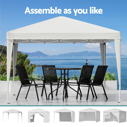 Instahut Gazebo 3x3 Pop Up Marquee Folding Tent Wedding Gazebos Camping Outdoor Canopy White - OZ Home Deals