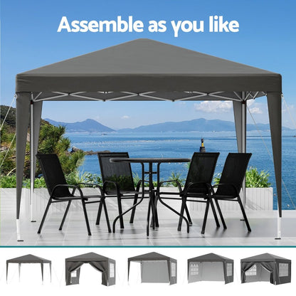 Instahut Gazebo 3x3 Pop Up Marquee Folding Tent Wedding Gazebos Camping Outdoor Shade Canopy Gray - OZ Home Deals