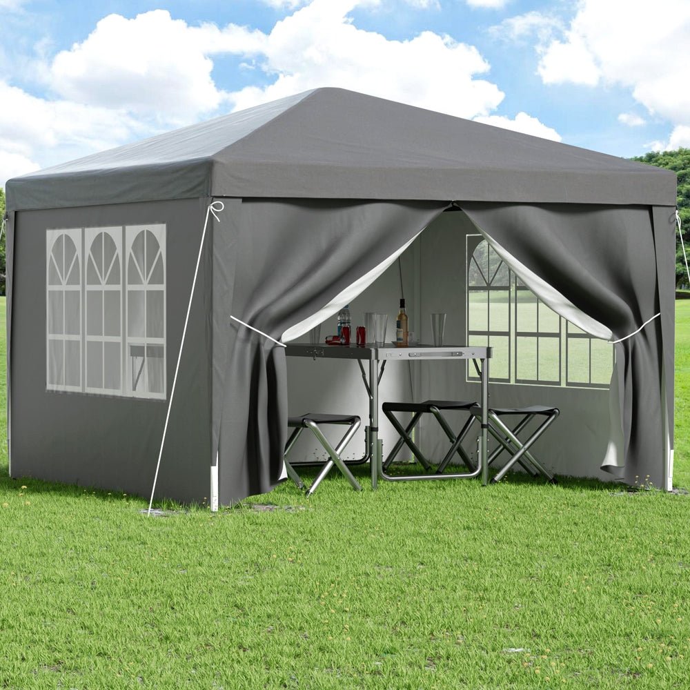 Instahut Gazebo 3x3 Pop Up Marquee Folding Tent Wedding Gazebos Camping Outdoor Shade Canopy Gray - OZ Home Deals