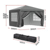 Instahut Gazebo 3x3 Pop Up Marquee Folding Tent Wedding Gazebos Camping Outdoor Shade Canopy Gray - OZ Home Deals
