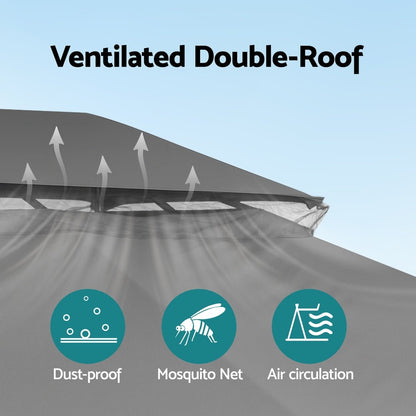 Instahut Gazebo 3x4m Canopy Outdoor Steel Frame Patio Tent Curtains Marquee Grey - OZ Home Deals