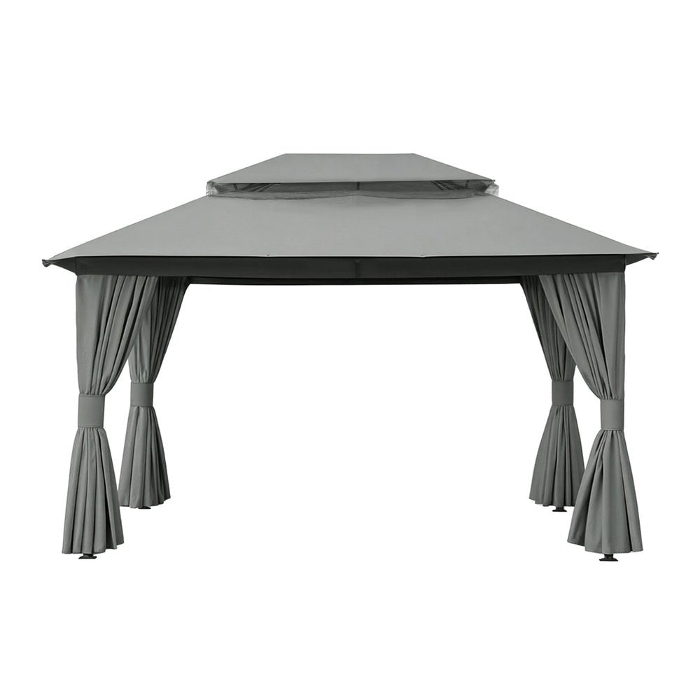 Instahut Gazebo 3x4m Canopy Outdoor Steel Frame Patio Tent Curtains Marquee Grey - OZ Home Deals